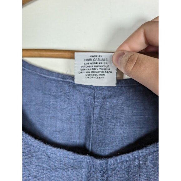 California 100% Linen Top Size Small Assymetrical Lagenlook Boho Tunic Beachy - Picture 4 of 4